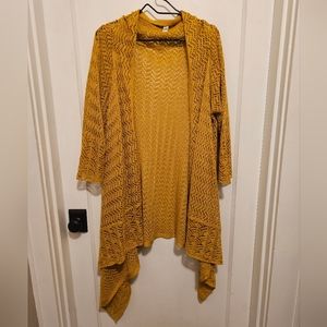 Mustard Yellow lace pattern cardigan